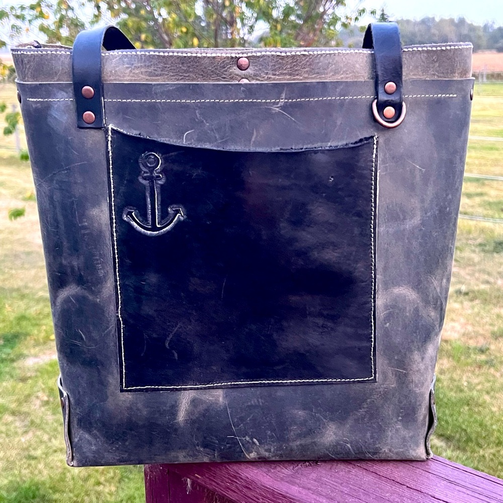 Butch & Vixen Full Grain Leather Tote Bag with Anchor Design